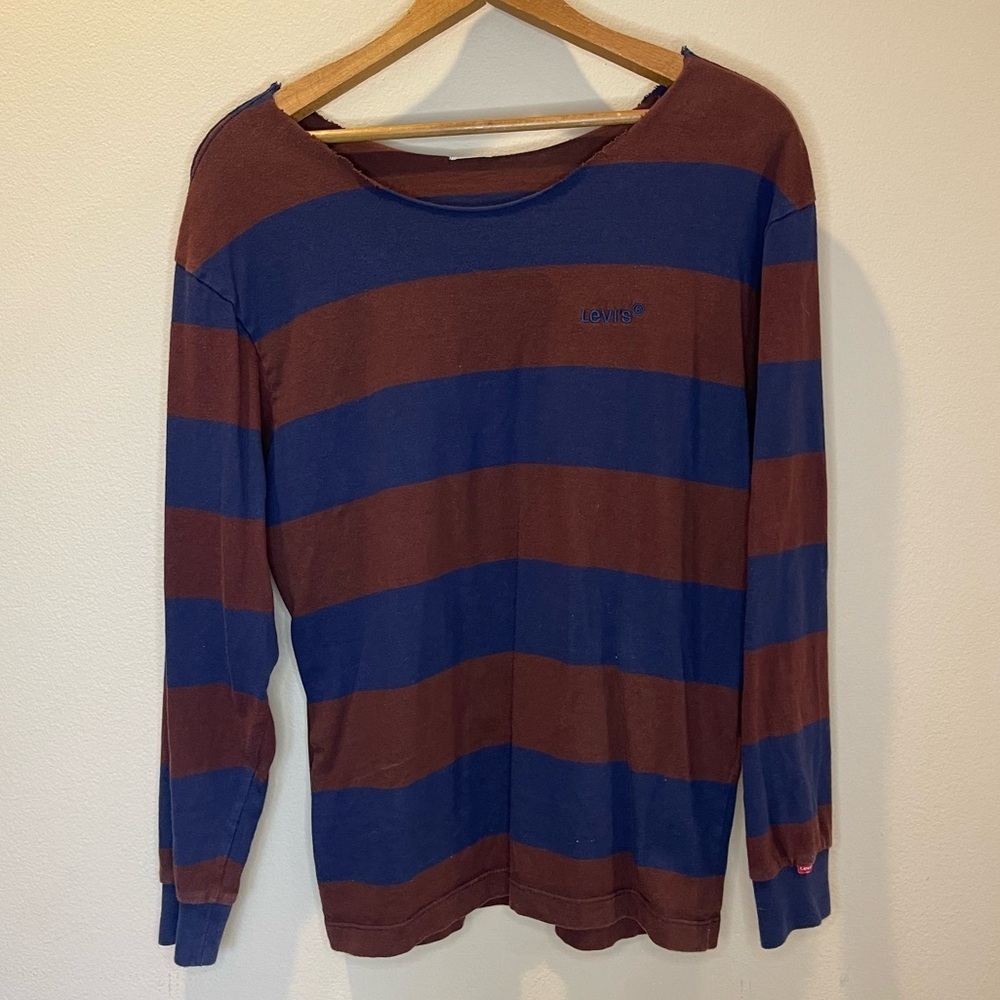 Levi’s Striped Long Sleeve Shirt Scoop Neck Size M